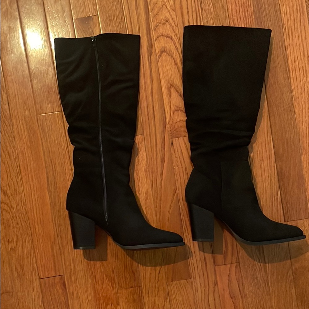 Classic Black Mid-Calf Block Heel Women's Boots
